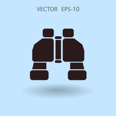 Düz uzun dürbün simgesi, vektör çizim gölge