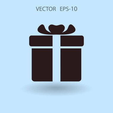Düz uzun hediye kutusu simgesi, vektör çizim gölge