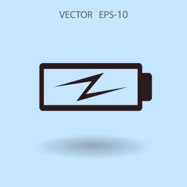 Düz pil düşük güç simgesi, vektör çizim