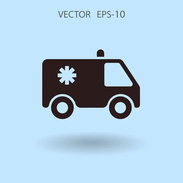 Icono plano de la ilustración vectorial ambulancia — Vector de stock