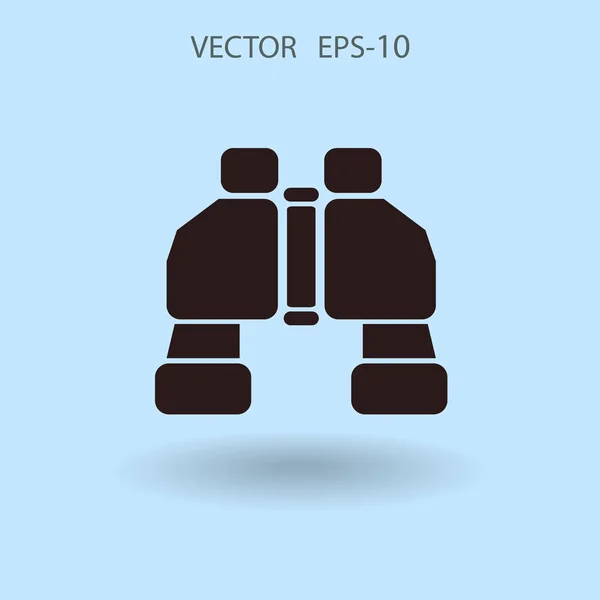 Sombra larga plana Ícono de prismáticos, ilustración vectorial — Vector de stock