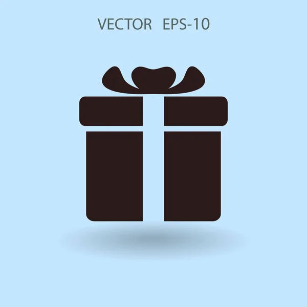 Sombra larga plana Icono de caja de regalo, ilustración vectorial — Vector de stock