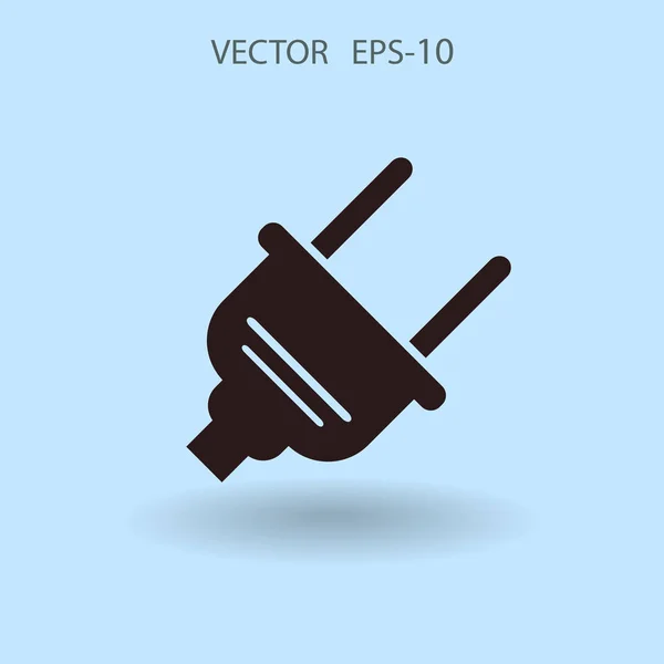 Datar ikon vektor steker daya - Stok Vektor