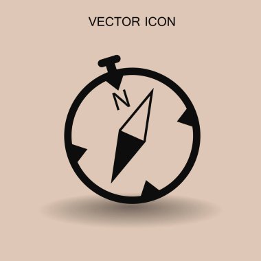 Düz pusula simgesini. vektör çizim