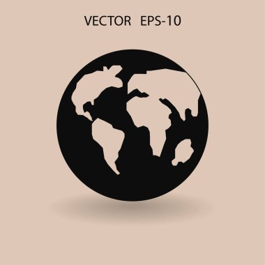 Dünyanın düz simgesi. vektör çizim
