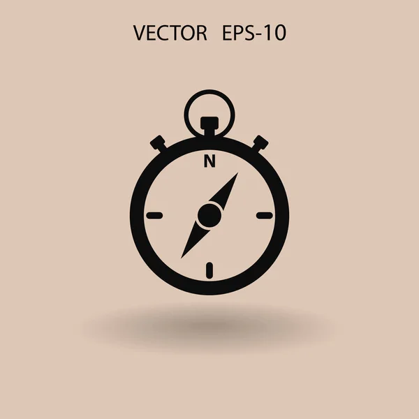 Ícone de cronômetro de sombra longa plana, ilustração vetorial — Vetor de Stock
