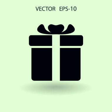 Düz uzun hediye kutusu simgesi, vektör çizim gölge
