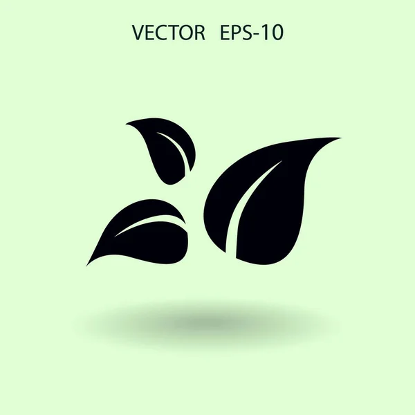 Flaches Öko-Blatt-Symbol. Vektorillustration — Stockvektor