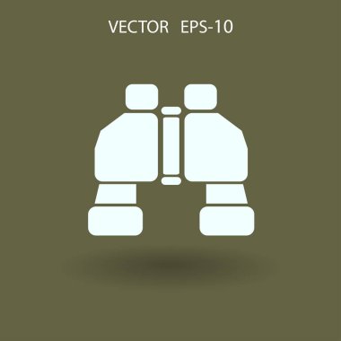 Düz uzun dürbün simgesi, vektör çizim gölge