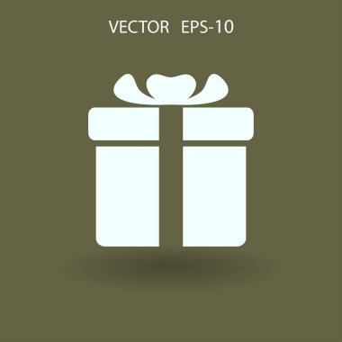 Düz uzun hediye kutusu simgesi, vektör çizim gölge