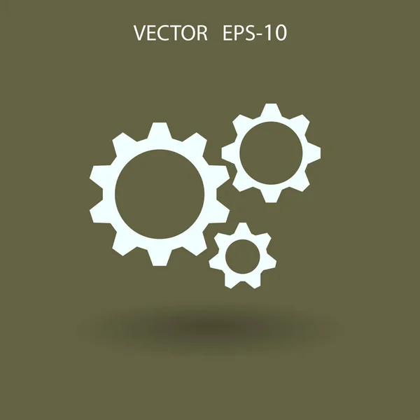 Flat icon of gears. vector illustration — Stock Vector