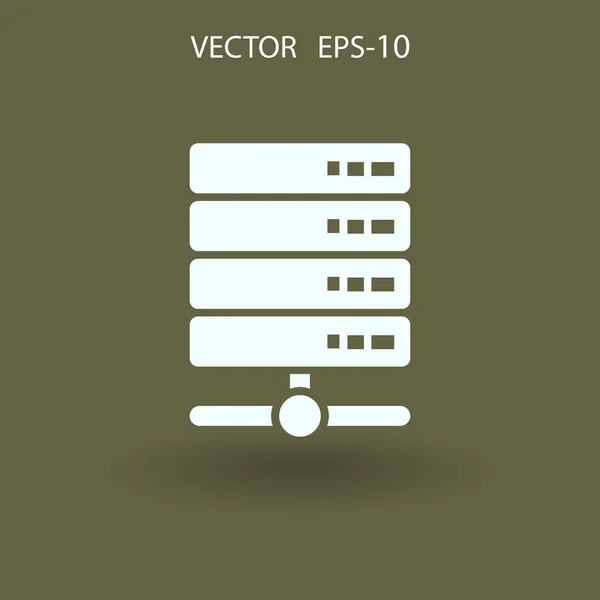 Ombre longue plate icône du serveur informatique, illustration vectorielle — Image vectorielle