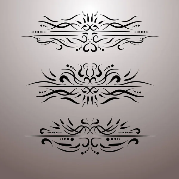 Conjunto vetorial de elementos de decoração vintage. Divisores de linhas de vime. Ornamento elegante caligráfico floral —  Vetores de Stock
