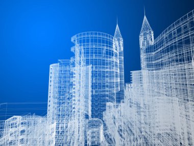 soyut mimari arkaplan 3d illüstrasyon