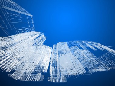 soyut mimari arkaplan 3d illüstrasyon