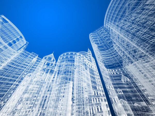 Abstract architecture background 3D illustration