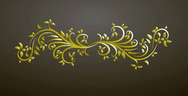 Elemento de decoração de ouro vintage. Linhas de vime vetorial. Ornamento elegante caligráfico floral — Vetor de Stock