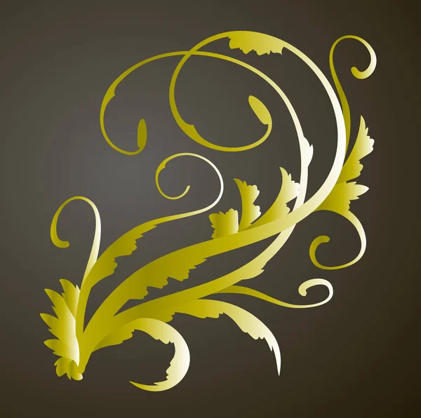 Elemento de decoração de ouro vintage. Linhas de vime vetorial. Ornamento elegante caligráfico floral — Vetor de Stock