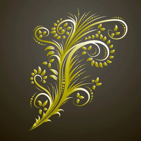 Elemento de decoração de ouro vintage. Linhas de vime vetorial. Ornamento elegante caligráfico floral — Vetor de Stock