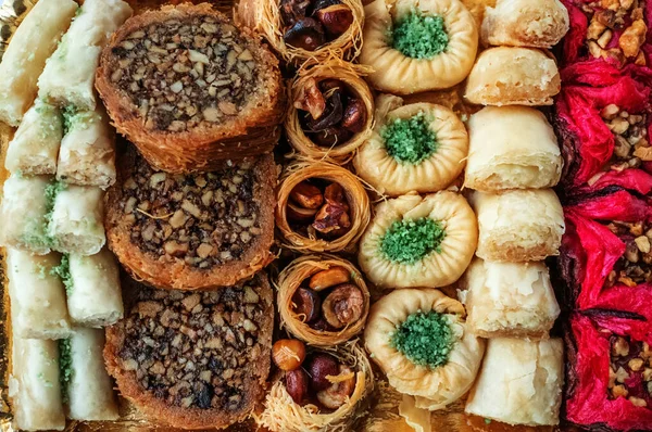 Traditional Eastern Iranian and Afghan, Turkish and Arabic sweets for the holiday. Background