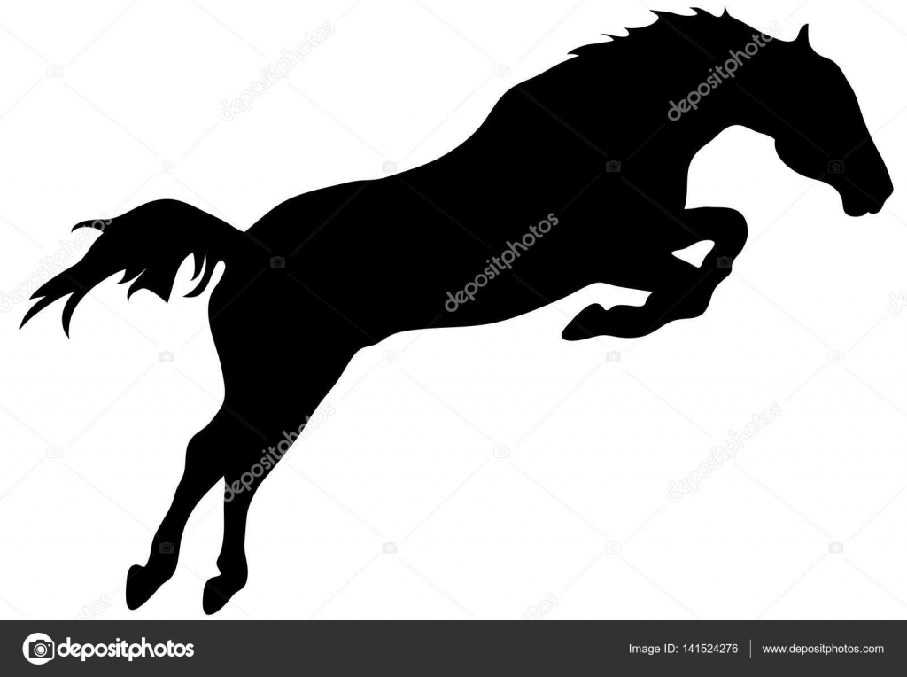 Rearing horse fine vector silhouette - black over white. Eps 10 vector ...