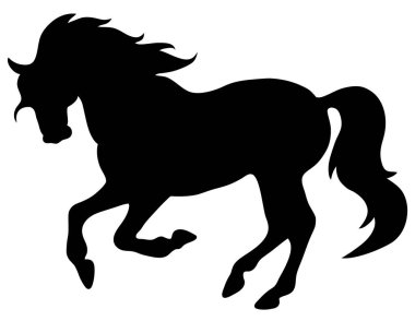 Rearing horse fine vector silhouette - black over white. Eps 10 vector illustration clipart