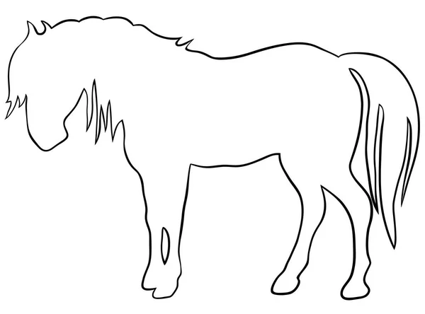 Steigerend paard fijn vector silhouette - zwart op wit. EPS-10 vectorillustratie — Stockvector