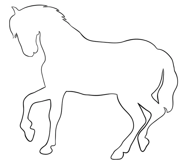 Steigerend paard fijn vector silhouette - zwart op wit. EPS-10 vectorillustratie — Stockvector