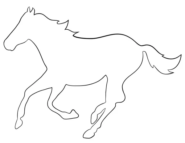 Steigerend paard fijn vector silhouette - zwart op wit. EPS-10 vectorillustratie — Stockvector