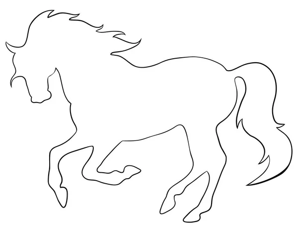 Rearing horse fine vector silhouette - black over white. Eps 10 vector illustration — Stock Vector