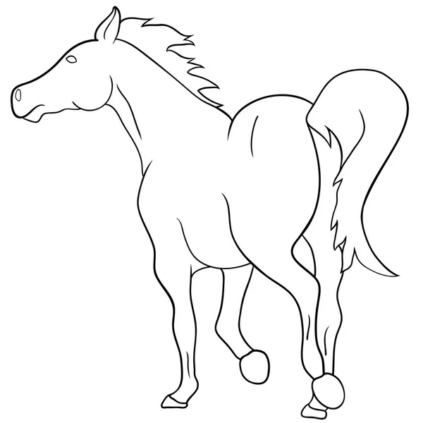 Носіння коня тонкий векторний силует - чорний над білим. Eps 10 Векторні ілюстрації — стоковий вектор