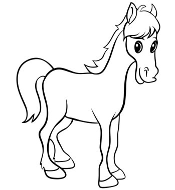 White horse elle çizilmiş vektör hisse senedi illüstrasyon izole. EPS 10 vektör çizim