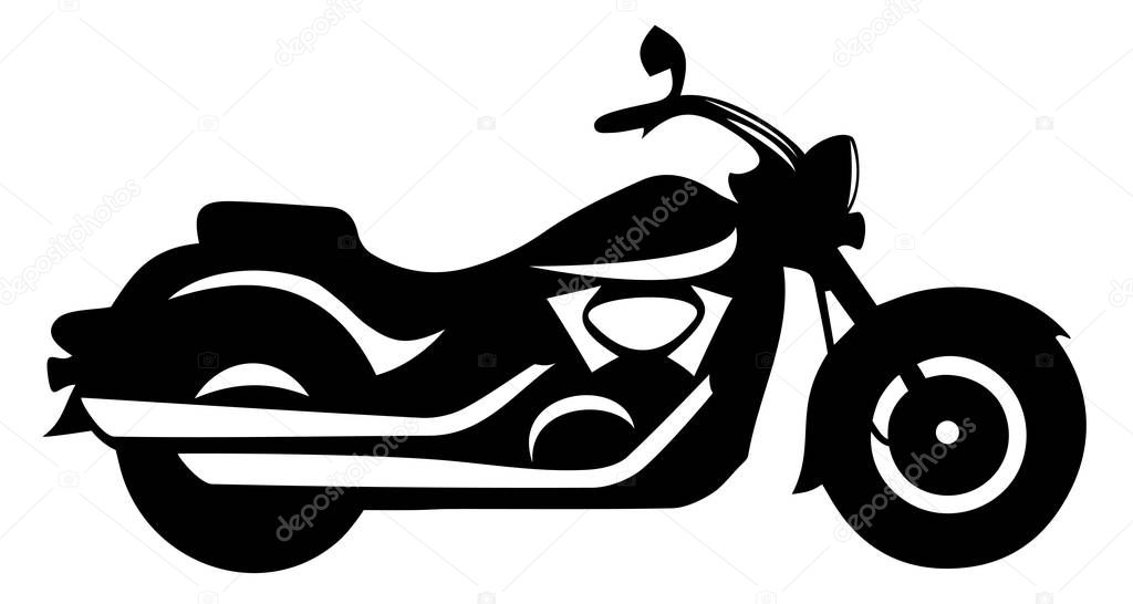 Motorcycle, ruiser,stylish monochrome retro bike cruiser chopper for design