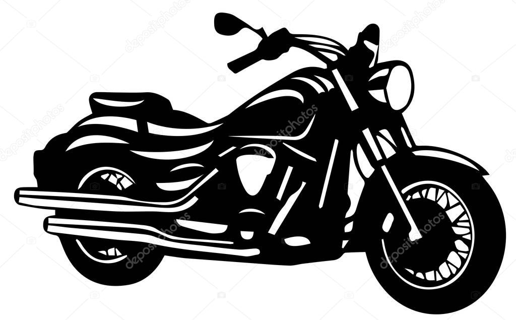 Motorcycle, ruiser,stylish monochrome retro bike cruiser chopper for design