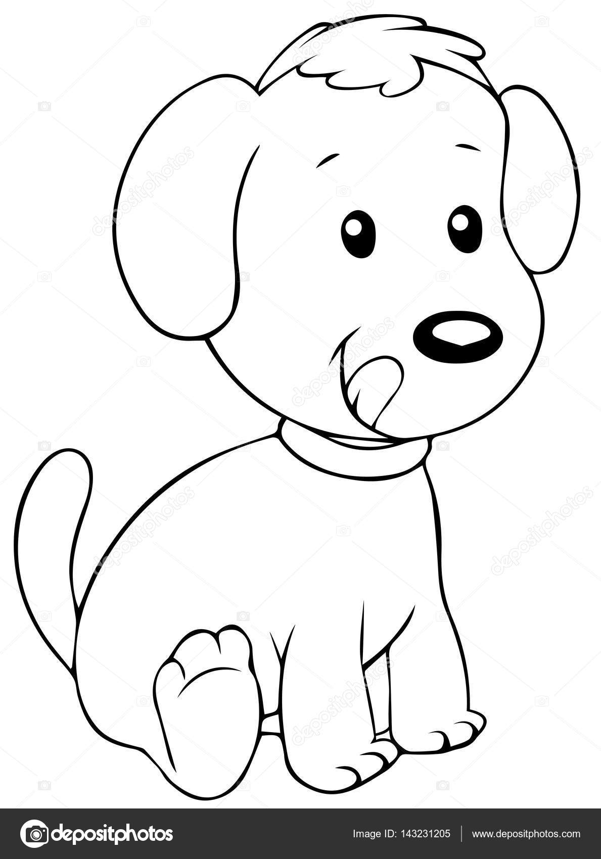 Happy Puppy With A Leash Vector Eps 10 Vector Illustration
