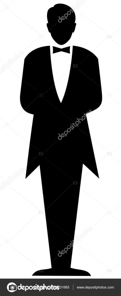 Barmen, waiter with empty tray, silhouette illustration on the white  background. Servant in restaurant taking orders. Stock Vector Image by  ©LittleBlackHorse #143231665