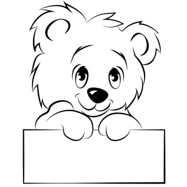 Bir işaret tutan şirin kutup ayısı. EPS 10 vektör çizim