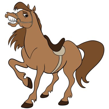 Çizgi film çiftlik hayvanları. Sevimli at gülümsüyor. EPS 10 vektör çizim