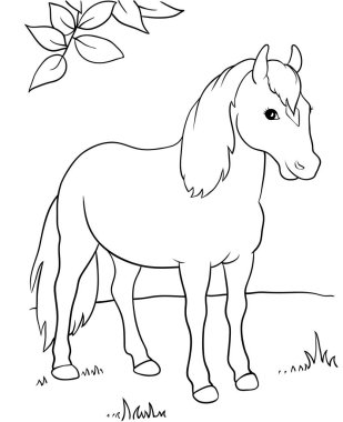 Ağacın altında bir at Illustration. EPS 10 vektör çizim