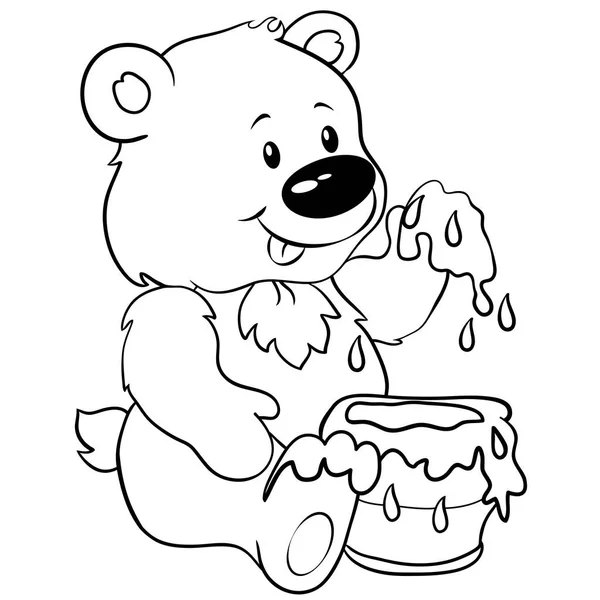 Bonito oso con miel - Vector. Eps 10 ilustración vectorial — Vector de stock