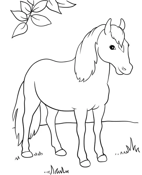 Иллюстрация лошади под деревом. Векторная иллюстрация Eps 10 Стоковый вектор