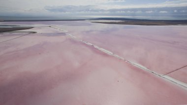 Yukarıdan güzel tuzlu pembe Göl Manzaralı