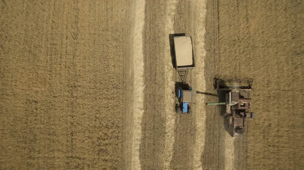 Yukarıdan alan görünümünde traktör