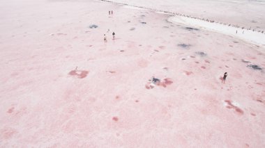 Yukarıdan güzel tuzlu pembe Göl Manzaralı