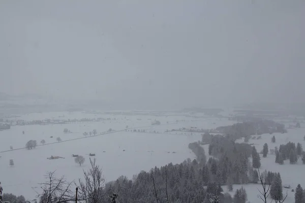 Krajina v okolí hradu Neuschwanstein v zimním období. — Stock fotografie