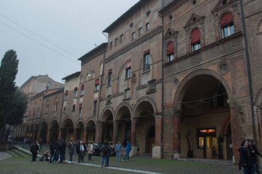 Piazza Santo Stefano 'daki binalar. Bolonya, Emilia Romagna, İtalya.
