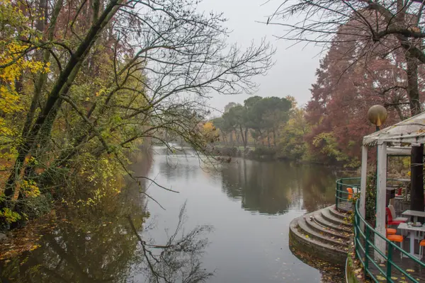 Giardini Margherita Park w mglisty dzień. Bolonia, Emilia Romagna, Włochy. — Zdjęcie stockowe