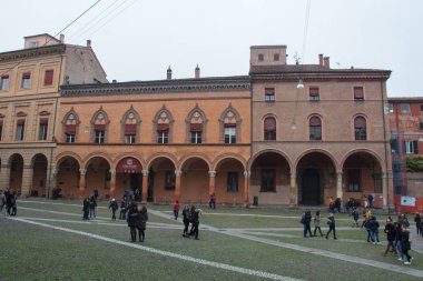 Piazza Santo Stefano 'daki binalar. Bolonya, Emilia Romagna, İtalya.