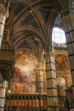 İç Duomo di Siena. Santa Maria Assunta Büyükşehir katedral. Tuscany. İtalya.