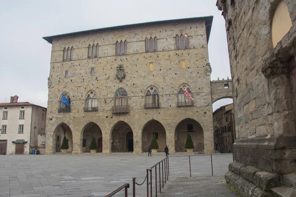 Piazza del Duomo, with the Palazzo del Comune. City Hall. Municipal Museum of Pistoia. Tuscany. Italy. Stock Photo